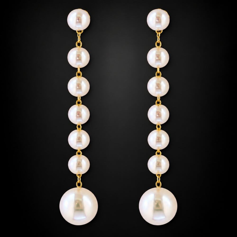 EFFY Day To Night Earrings w/ Enhancers 14k Yellow Gold Pearls Drop 1.5"